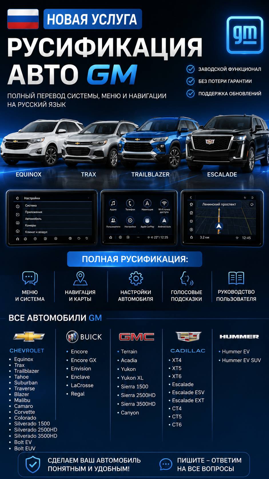 Русификация автомобилей GM: Chevrolet, Buick, GMC, Cadillac, Hummer